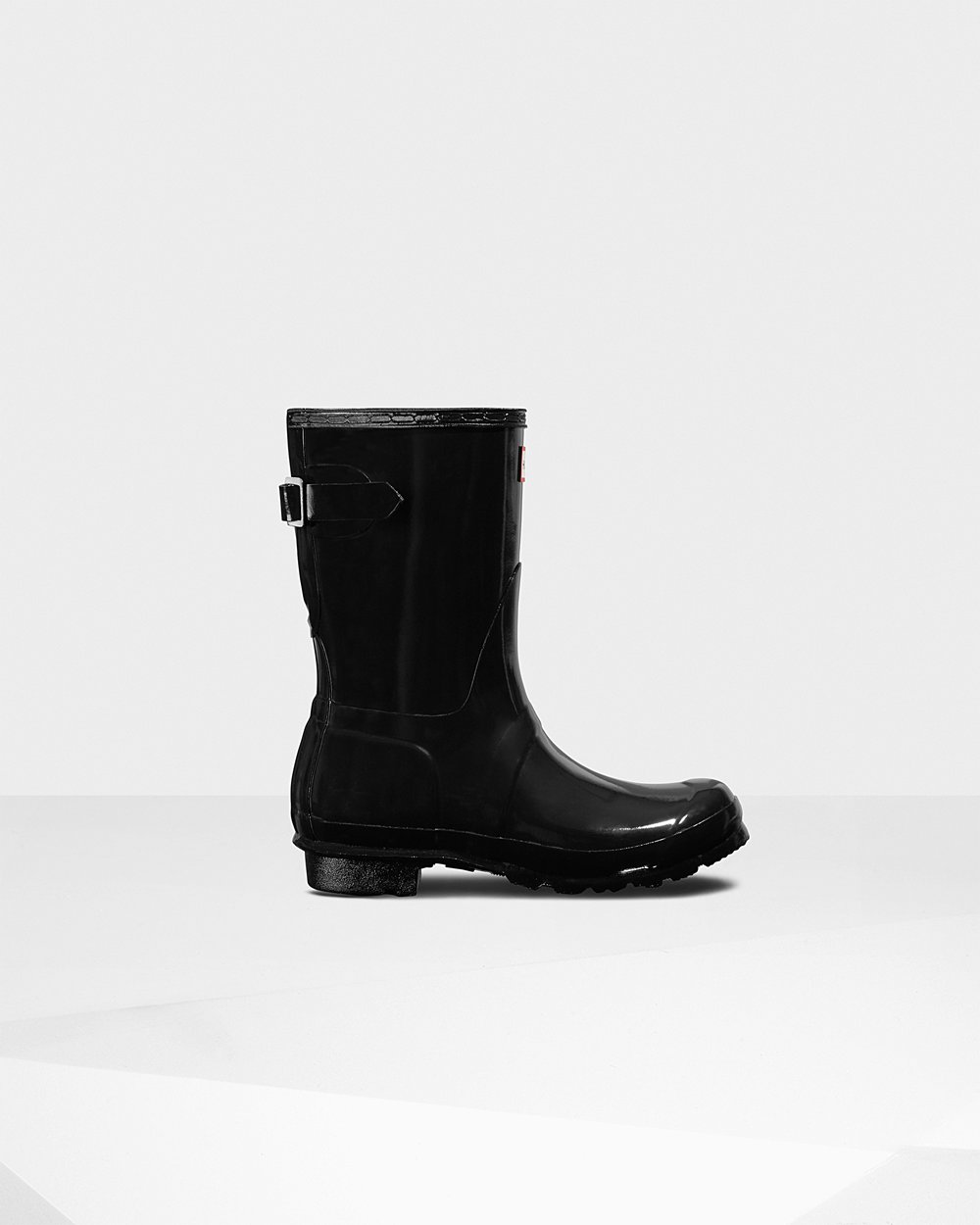 Galochas Curtas Hunter Feminina Pretas - Original Back Adjustable Gloss - 12VGONIPS